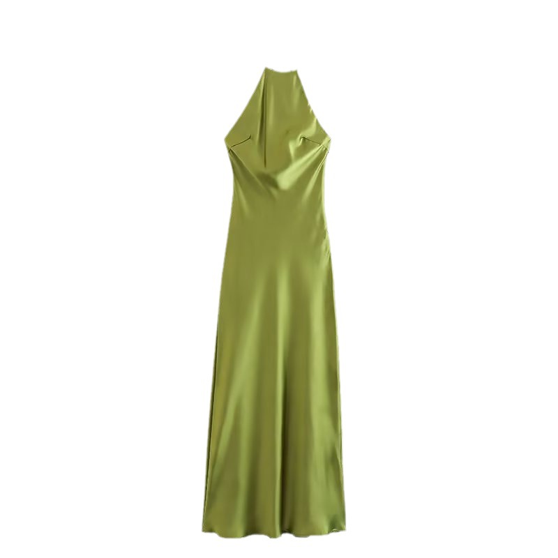 2025 European and American style summer women's new suspenders silk satin texture dress 9588