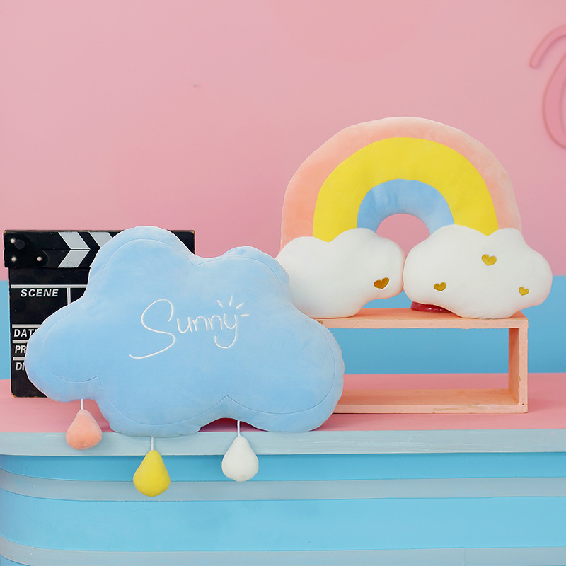 ins Cute Girl Heart Love Five-pointed Star Rainbow Sun Clouds Plush Toy Doll Pillow Children's Decoration