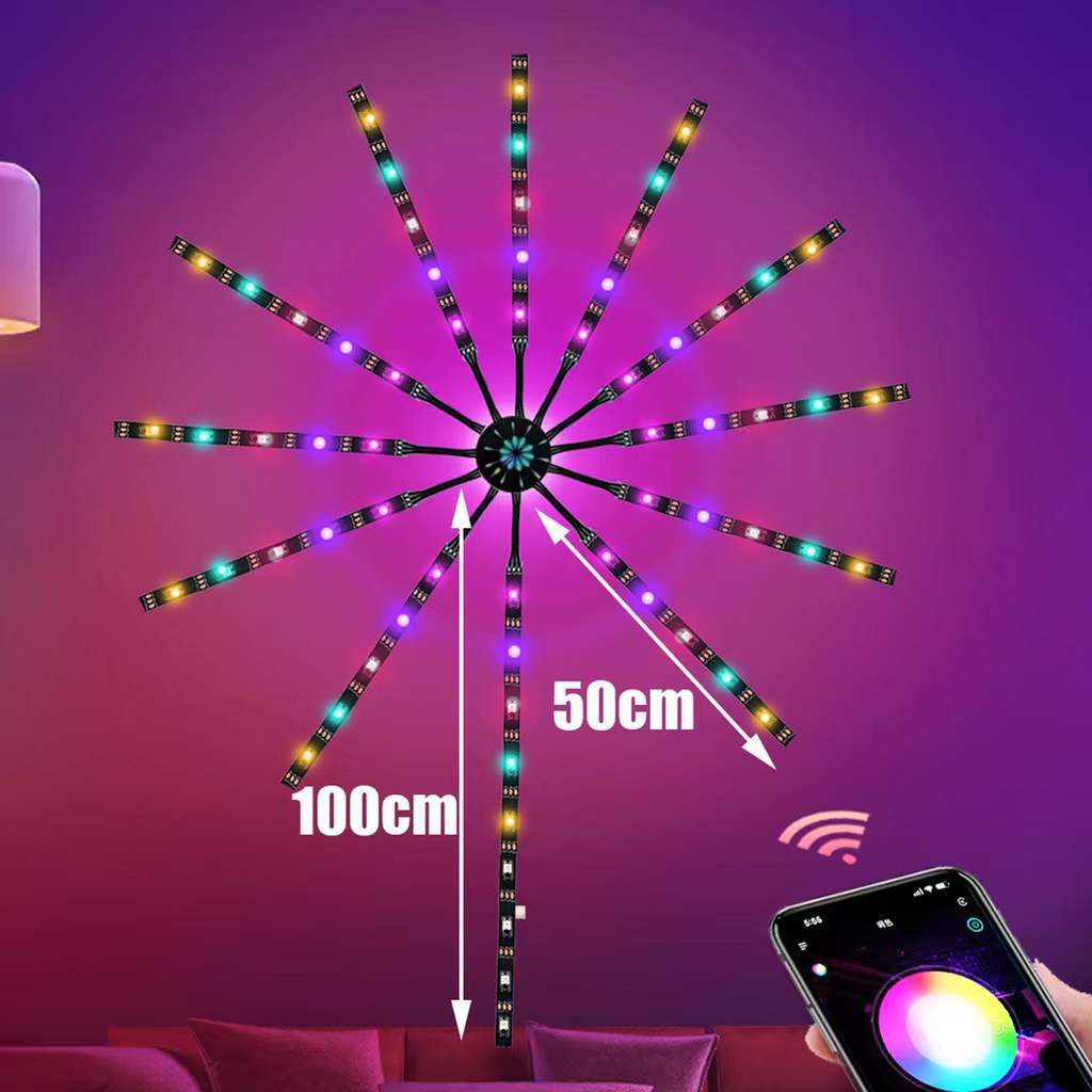 LED fireworks lamp Bluetooth APP mobile phone control smart voice control magic color fireworks lamp rotating digital fireworks lamp