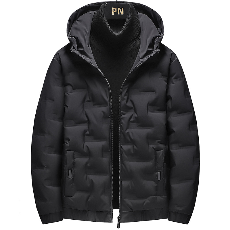 2022 Winter Men's Down Cotton Hooded Jacket White Duck Down Casual All-match Fashionable Top Solid Color Thickened Clothes