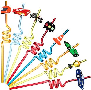 F1 driver racing environmentally friendly PET reusable cartoon soft glue straw stickers high quality Amazon supplier