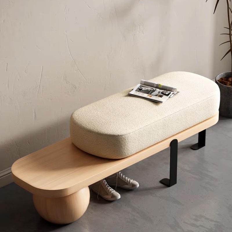 Nordic creative personalized long stool solid wood shoe changing stool home door wearing stool entrance leisure short stool