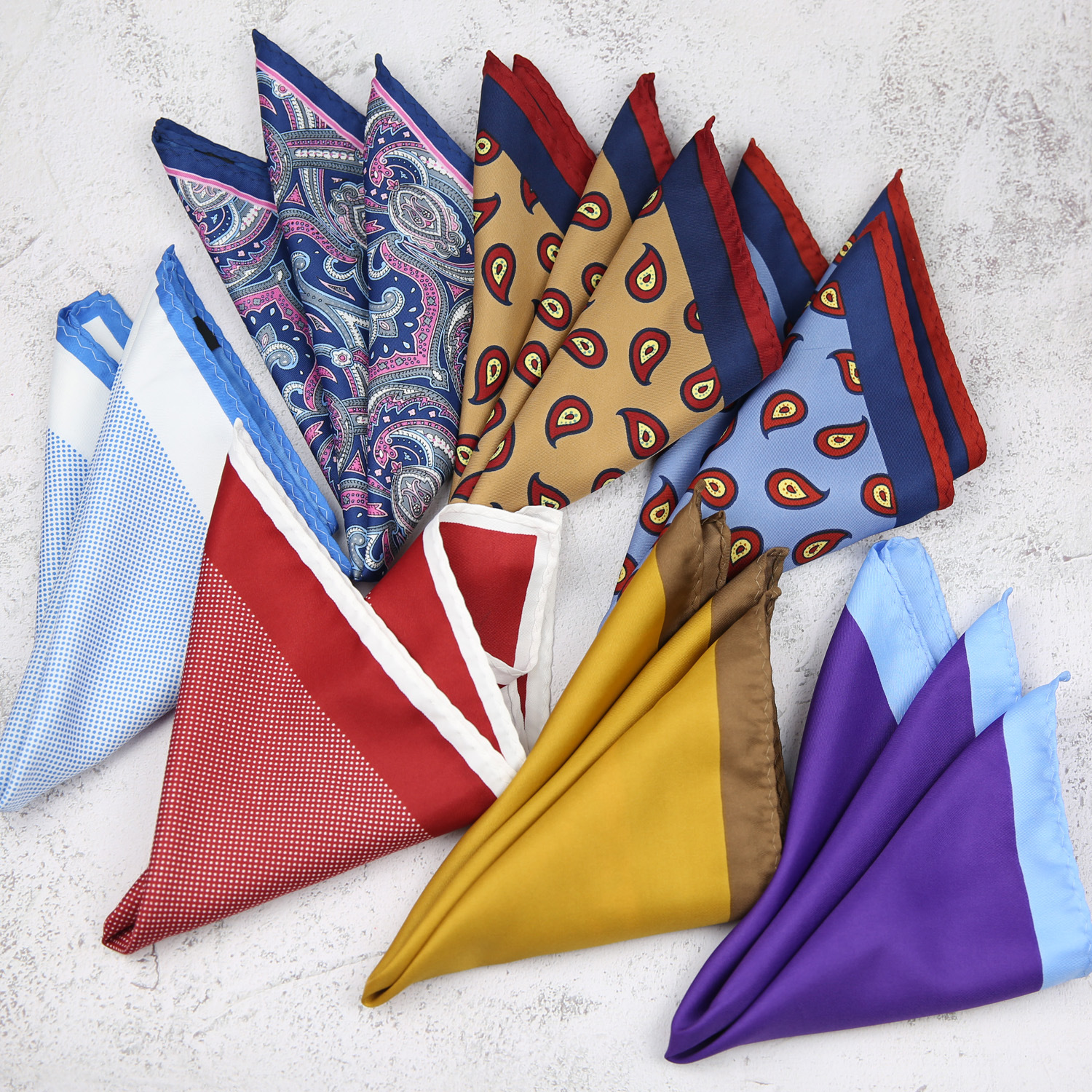 Men's printed suit large pocket towel chest towel cashew flower two-color solid color Shen suit accessories bridegroom Italian bag towel