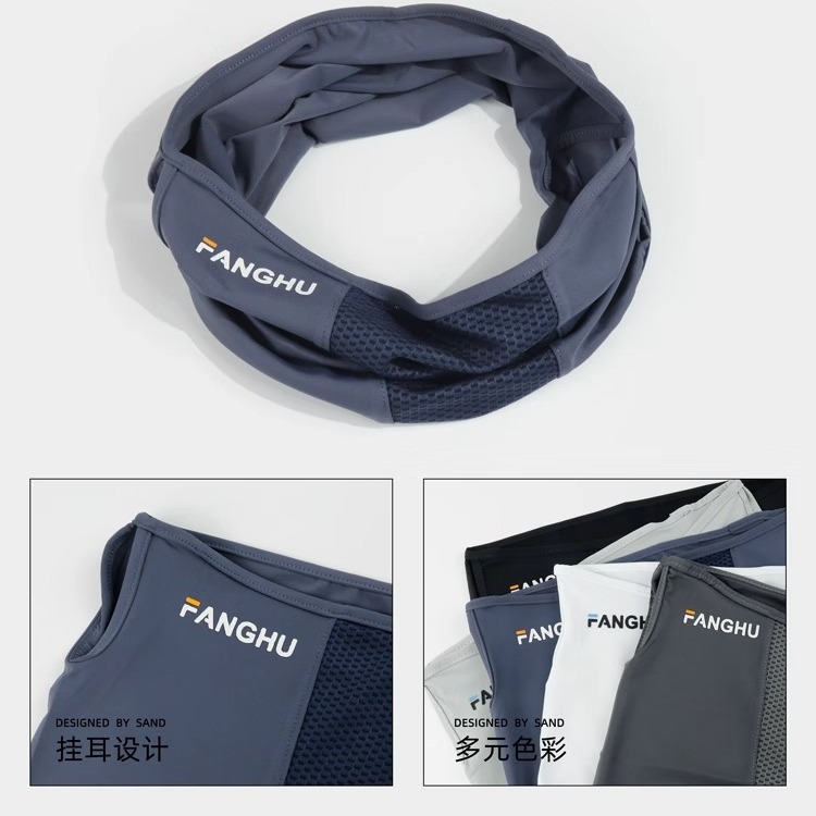 2024 Summer new full face neck protection integrated sun mask men's UV protection outdoor Ice Silk face cover ear hanging
