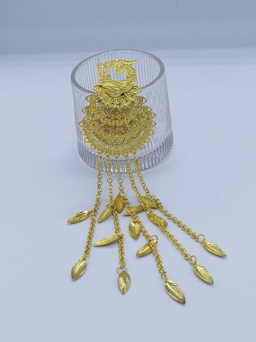 Peacock with Chain Hair Hairpin Thailand Myanmar Laos Exotic Style Jewelry Vintage Characteristic All-match Hairpin
