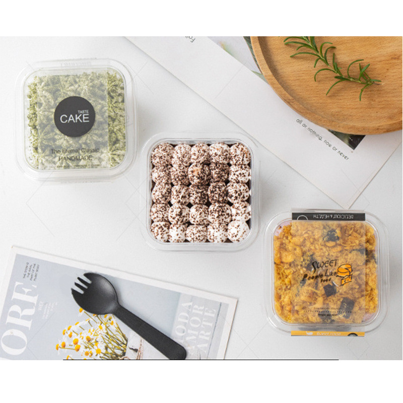 Square mousse bean milk cake packaging box wood chaff cup fruit fishing packaging box tiramisu baking pastry box
