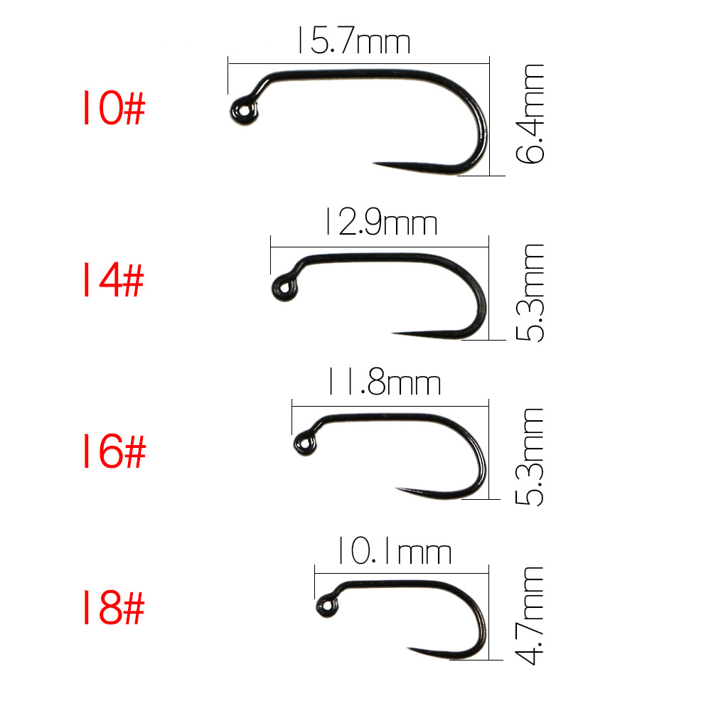 60 degree Jig Hook non-barbed curved handle angle hook fly fly hook nymph hook 10# 12# 14#16#18# fly fishing inverted hook