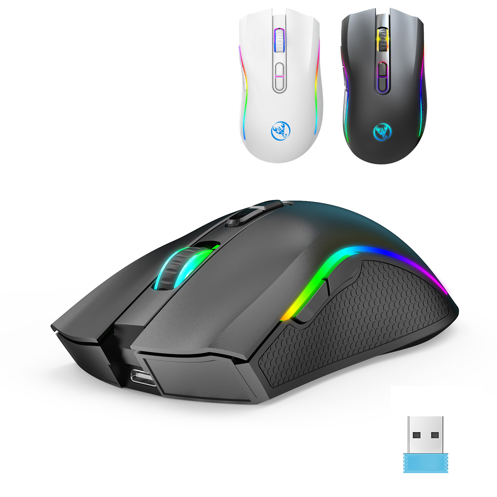 T69 2.4g RGB luminous wireless mouse TYPE-C rechargeable interface 8 key Gaming Mouse spot wholesale
