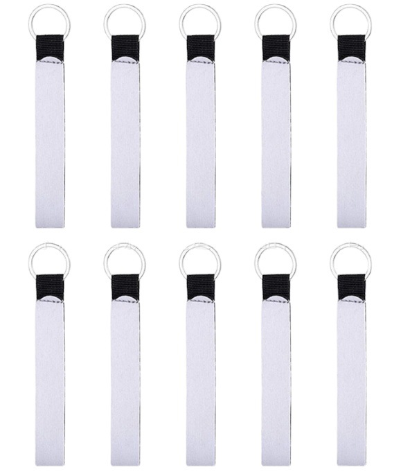Cross-border thermal transfer diving material blank key chain long sublimation White key chain key rope pendant