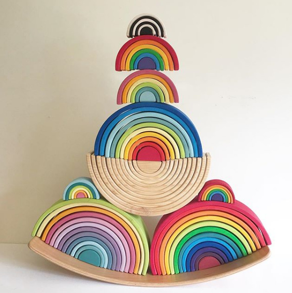 Wooden children's rainbow building blocks toys baby color cognition early childhood education stacking height 3-10 years old toys - ShopShipShake
