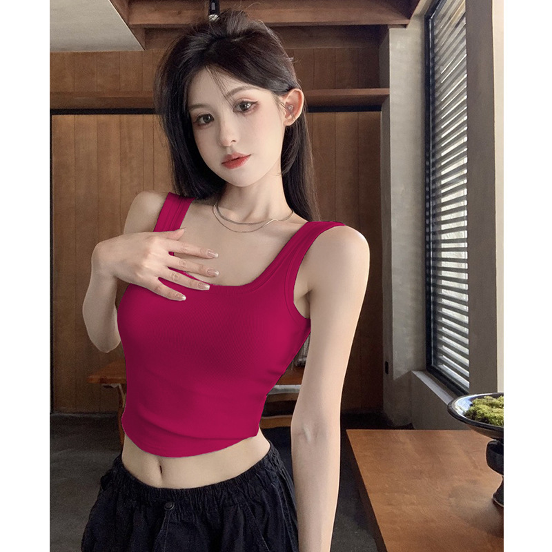 2896# Pure Spice Girl Irregular Joker Beauty Back Camisole Women's Summer Wear Slim Fit Show with Chest Pad Inside and Outside