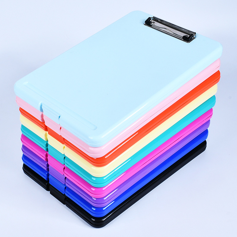 Factory wholesale file box with Pen slot A4 writing tablet clip file file box with storage box board clip printable