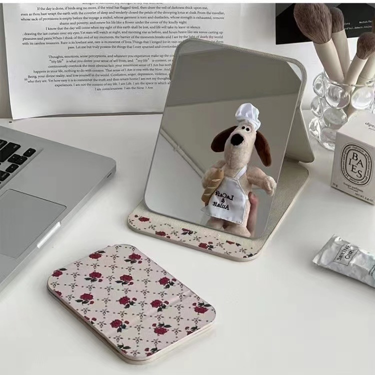 Folding makeup mirror ins style dormitory small mirror office desktop cute portable large dressing mirror