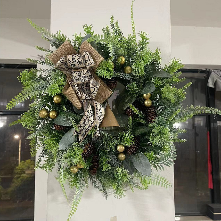 Original one-to-one reduction Christmas pine cone pine needle simulation wreath Bohemian style wreath spot explosions