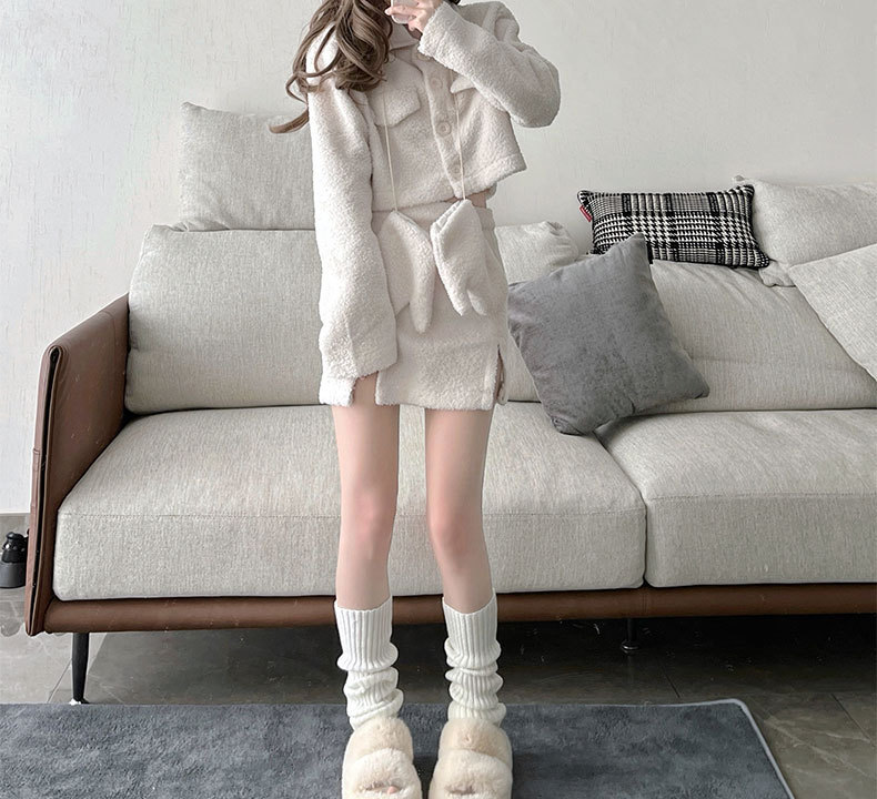 Lolita knitted pile socks straight all-match Japanese white lengthened jk calf socks y2g leg cover slimming pure_voghion.com