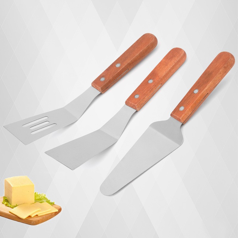 Factory wholesale stainless steel pizza shovel wooden handle triangle shovel cheese shovel frying shovel baking tools in stock