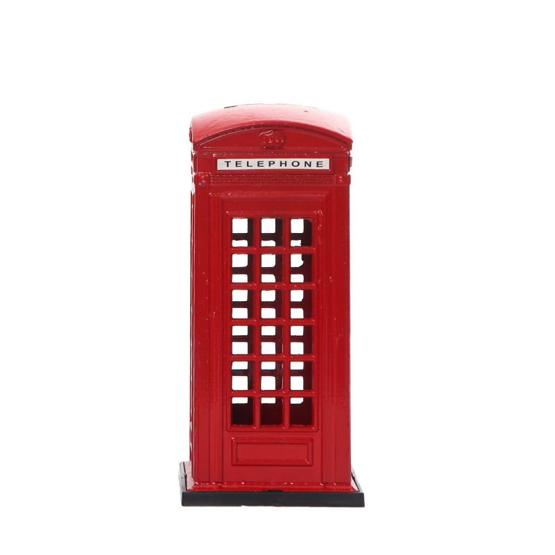 Student children's birthday holiday graduation gift alloy imitation telephone booth piggy bank piggy bank for grocery store supply