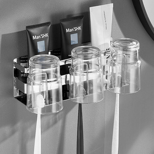 Non-perforated 304 Stainless Steel Toothpaste Toothpaste Toothbrush Holder Wall-mounted Bathroom Toilet Washstand Storage Rack