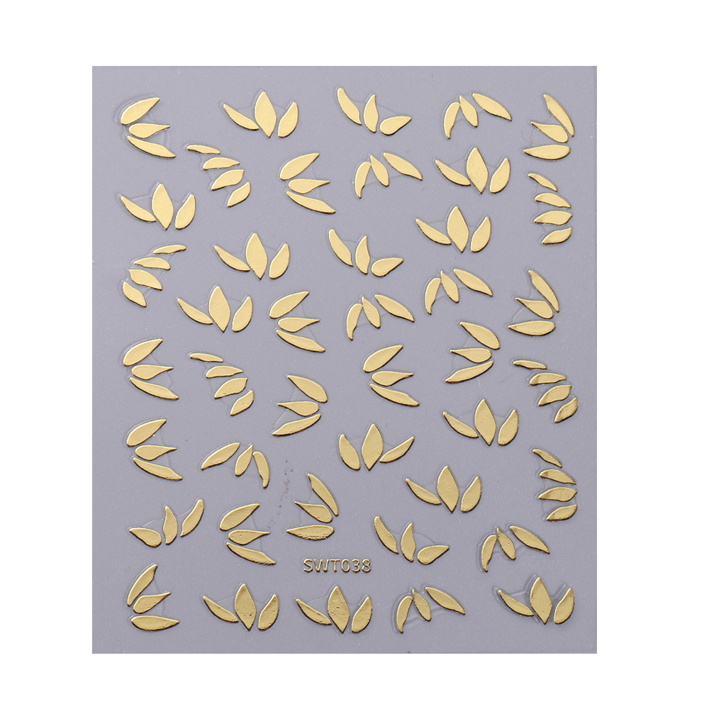 New nail stickers wholesale gilding three-color leaves painted hollow flower black and white star nail adhesive stickers