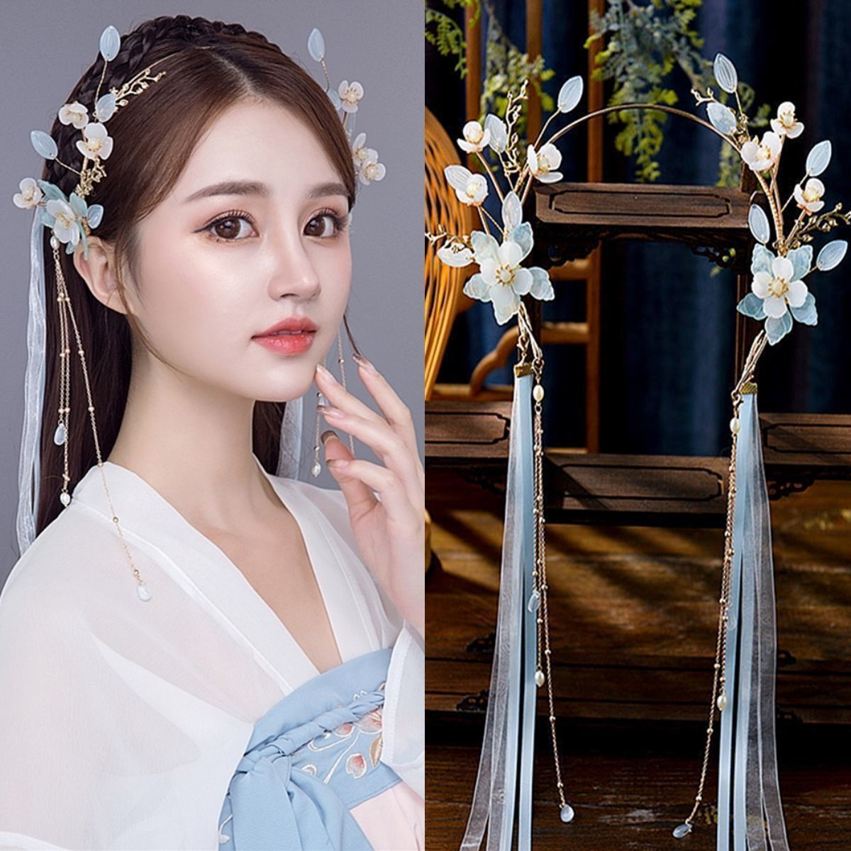 Hanfu головные уборы с кисточками ходьба античный девственница аура Фея повязка на голову ленивый ободок для волос ежедневные короткие волосы аксессуары для древних костюмов