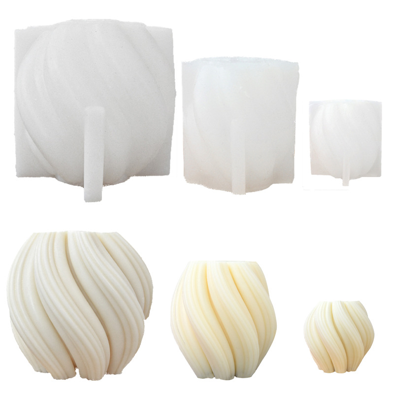 Chukai Cross-border Rotating Wave Aromatherapy Candle Silicone Mould diy Simple Style Home Ornaments Gypsum Abrasives