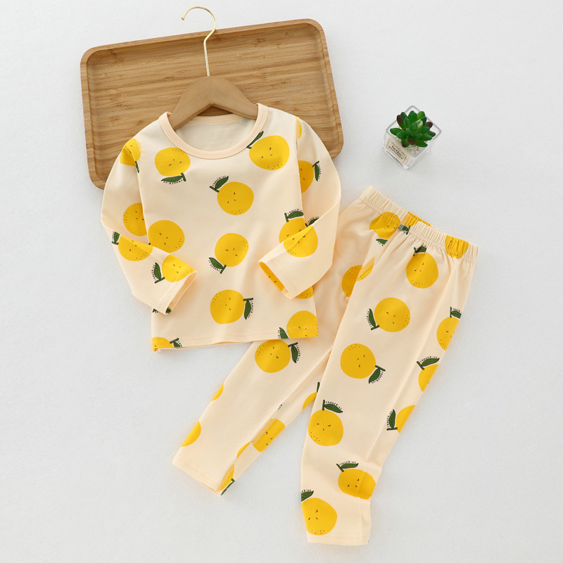 Lycra Underwear Spring and Autumn New 95 Cotton Boneless Children's Autumn Clothes Autumn Trousers Base Children's Clothing Pajamas Home Clothes Set