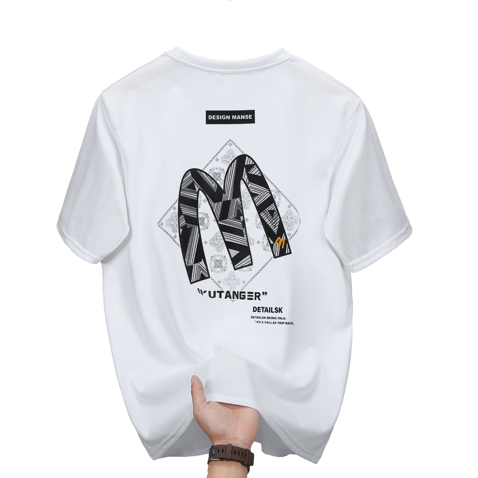 2024 Summer New Short-sleeved Men's Large Size T-shirt Loose Printing Plus Size Casual Men's Super Fat 2439