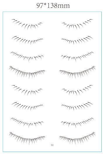 False eyelash tattoo water transfer creative simulation eyebrow tattoo stickers for pictures and samples custom water transfer printing
