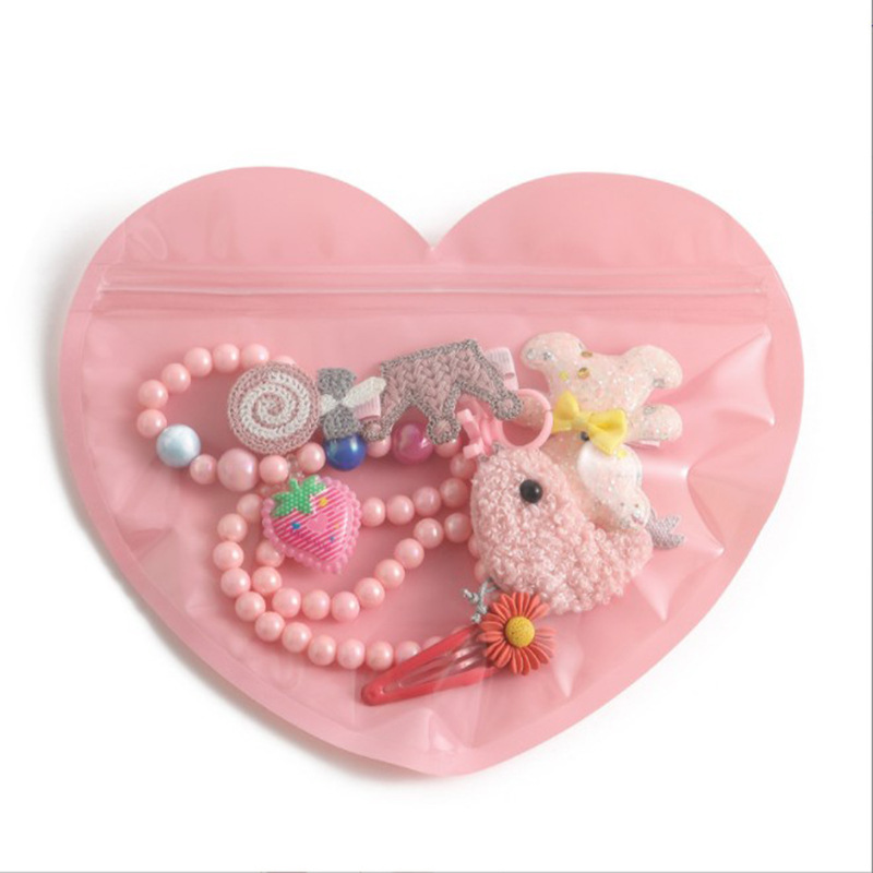 Heart-shaped Jewelry Self-sealing Bag Small Gift Bag Love Heart Sealed Valentine's Day Candy Food Packaging