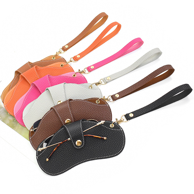 Wholesale glasses box portable neck hanging soft leather anti-scratch anti-wear sunglasses box Amazon cross-border European and American wind glasses bag