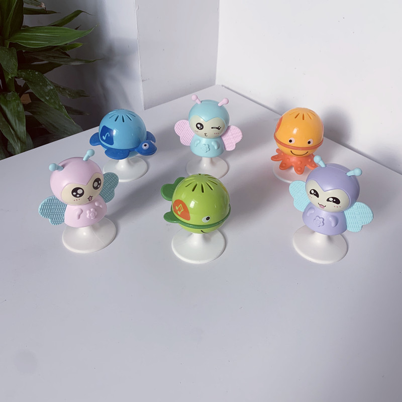 Baby Dining Chair Cart Sucker Rattle 0-1 Year Old Baby Marine Animal Hand Rattle Three-piece Set Soothing Toy