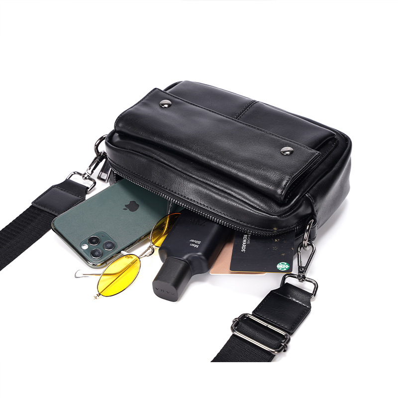 2024 New Fashion Brand Fashion Leather Sports Crossbody Bag Shoulder Bag Men's Japanese and Korean Style Casual Trendy Youth Small Crossbody Bag