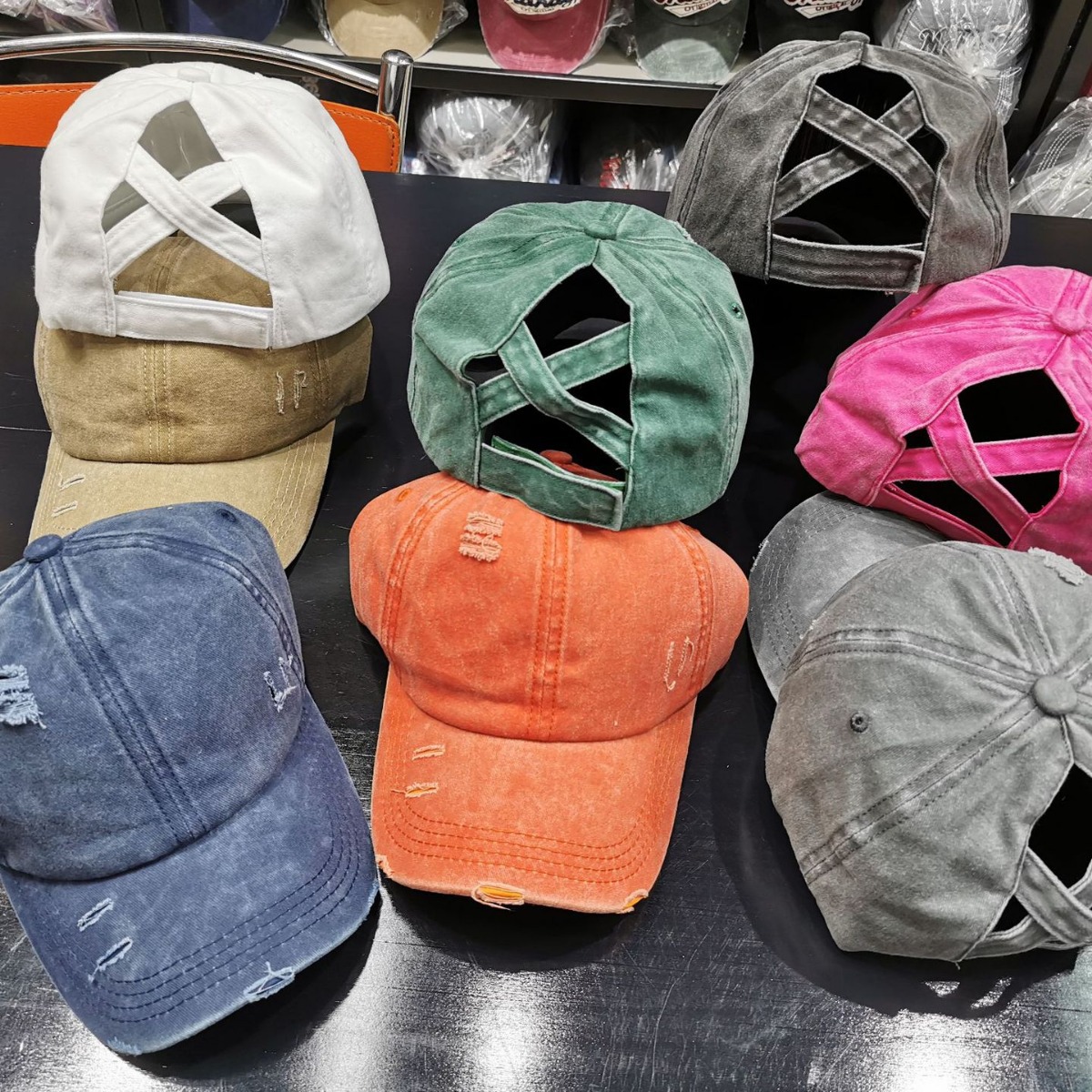 Nuevo lavado rasgado Cruz Alta Cola de Caballo sombrero hombres y mujeres de moda todo partido gorra de béisbol primavera/verano otoño suave superior pato lengua comercio exterior