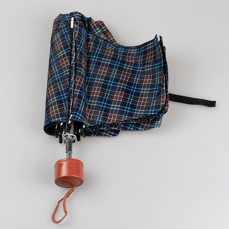 Wholesale Creative Three Folding Inverted Plaid Umbrella Mini Portable Business Sunny Umbrella Subway Station Stall Umbrella