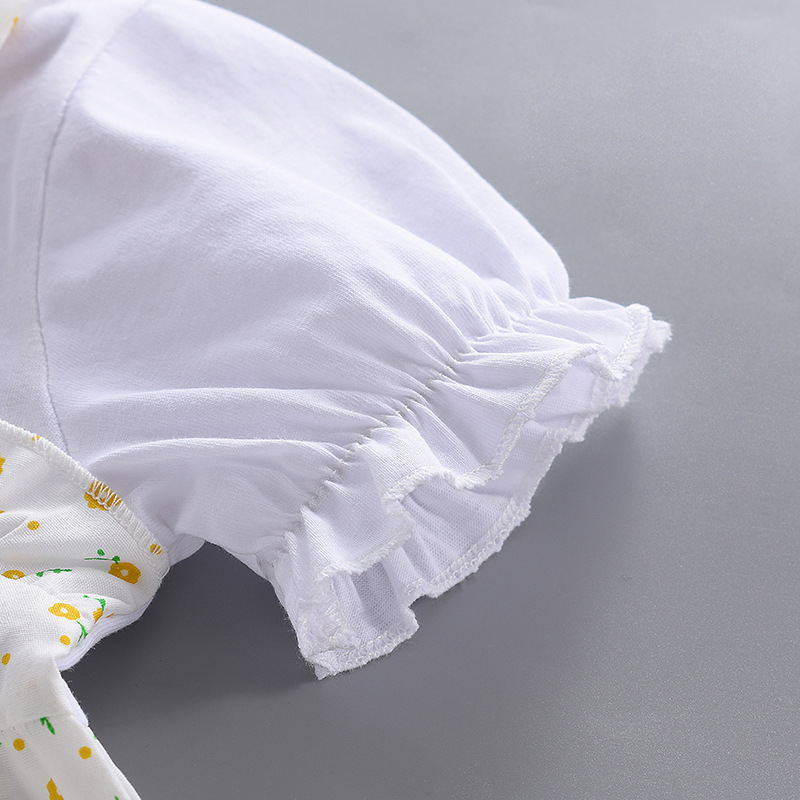 Girls' dress 2025 Summer New Short-sleeved Thin Western Style Baby Girl Fake Two-piece Strap Floral Dress