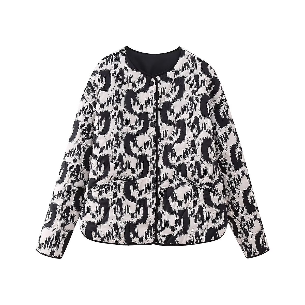 2024 autumn and winter new European and American cross-border women's top animal print printed cotton-padded jacket jacket jacket w028 5761