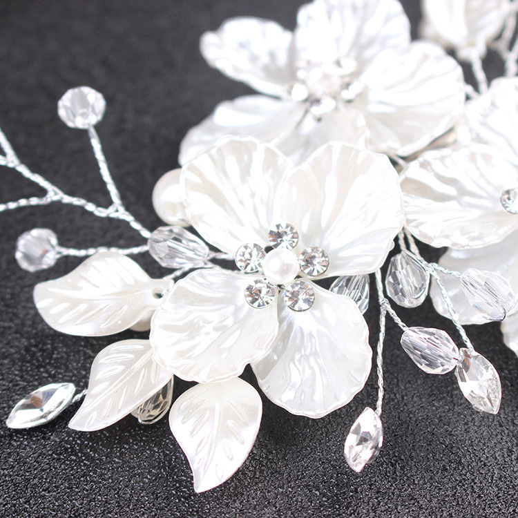 Bridal Wedding Headwear White Shell Pattern Pearl Flower Hair Clip AliExpress Cross-border Hot Hair Accessories