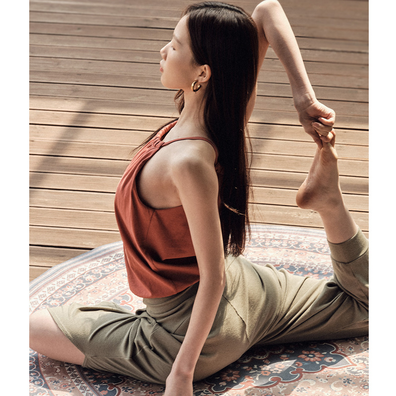 2023 Summer Sports Women's Yoga Fitness Top Thin Strap Cool Pilates New Vest with Chest Pad Vest Fairy