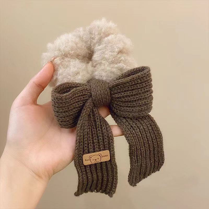 Autumn/winter Knitted Bow Tie Plush Large Intestine Hair Ties Cute Headbands Hair Bands Rings Accessories