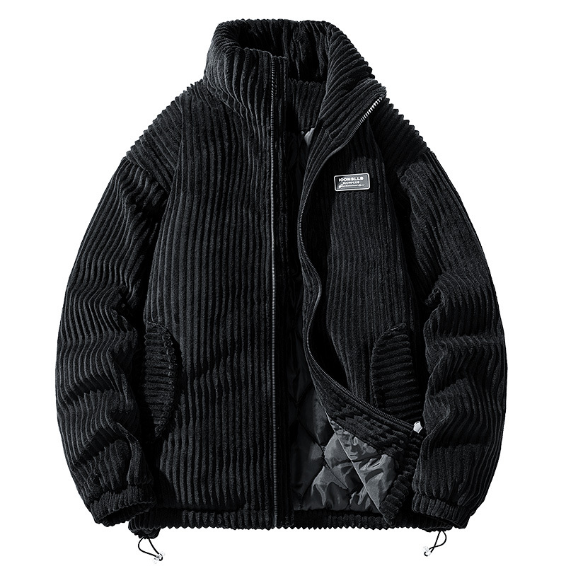 2023 new autumn and winter stand collar corduroy cotton-padded coat men's couple thickened windproof cotton-padded coat American Retro Cold-resistant coat