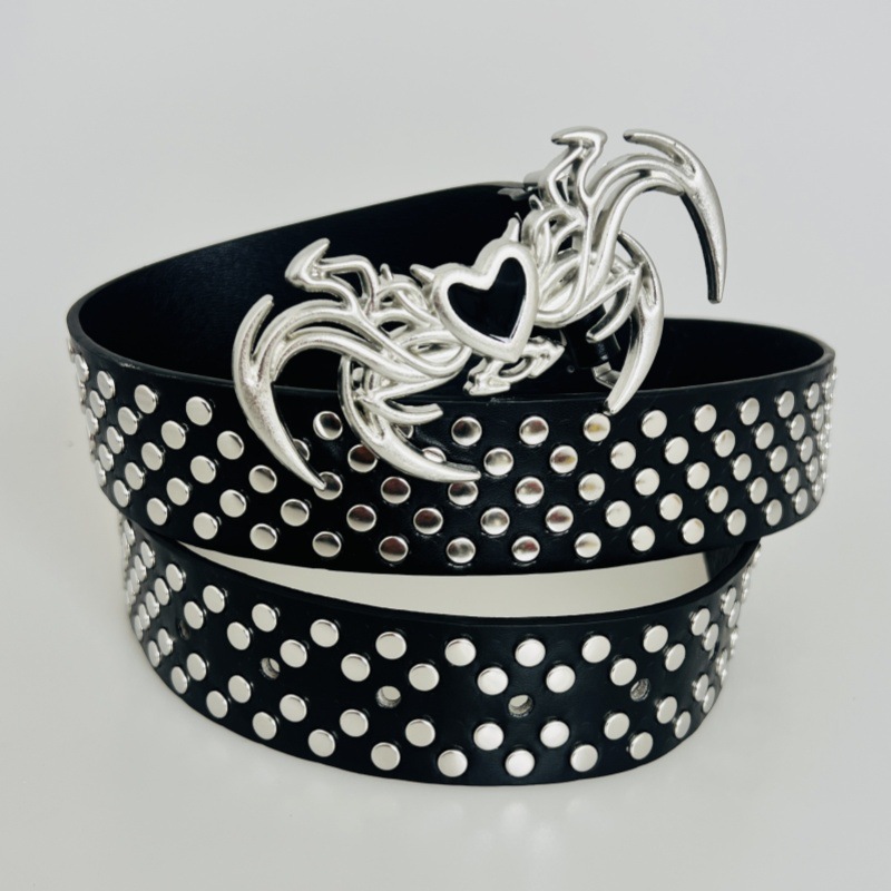 New Punk European and American Pyramid cybery2k Subculture Gothic Square Bead Rivet Belt Belt Women Cross Border