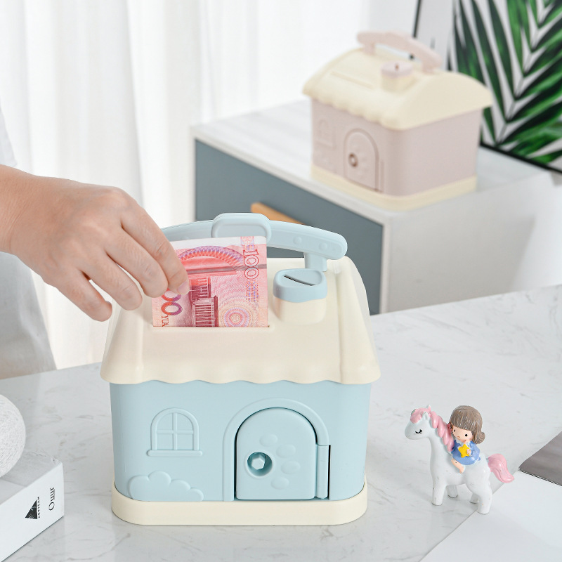 Children's piggy bank high color value ins can save desirable small house piggy bank can fall 3-6-9 years old girl princess