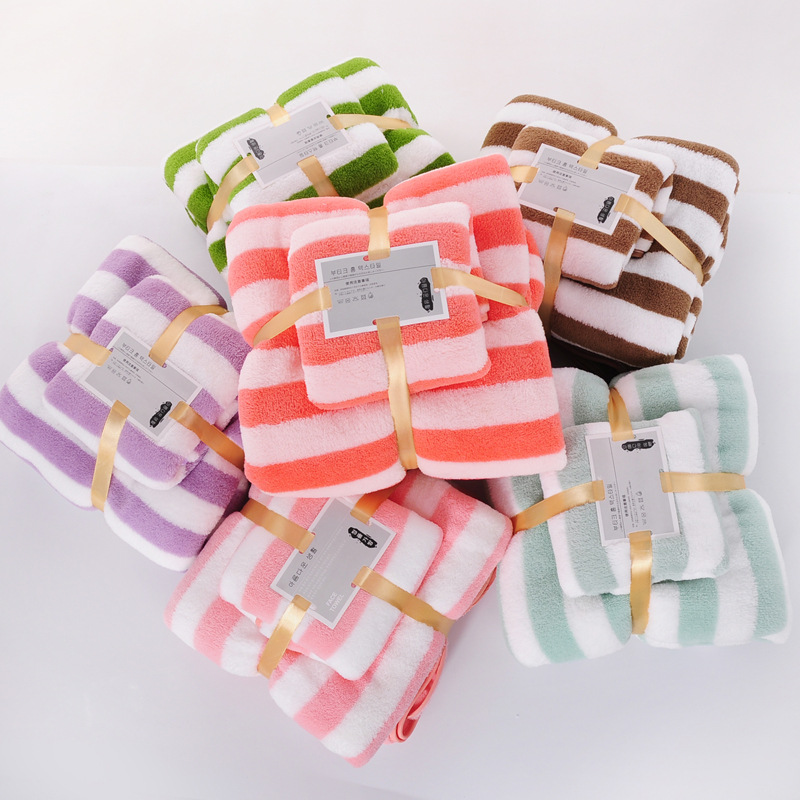 Hot sale wholesale wide strip high density coral fleece bath towel beach towel back gift welfare Foreign Trade logo delivery