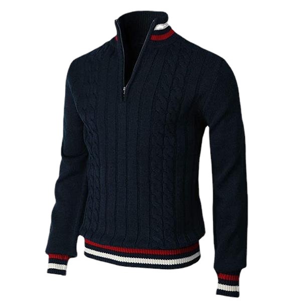 Spring and Autumn New Amazon AliExpress Cross-border Supply British Style Color-matching Zipper Turtleneck Men's Sweater