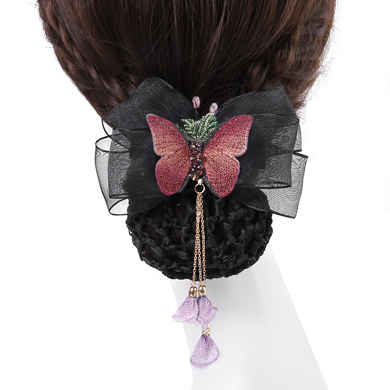 Professional female head flower nurse hair net hair card stewardess work work net pocket bow bank hair pocket accessories