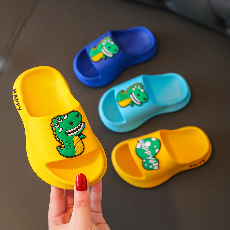 Children's Slippers Summer Boys Household Non-slip Soft Bottom Bathroom Bath Cute Cartoon Baby Dinosaur Sandals for Kids
