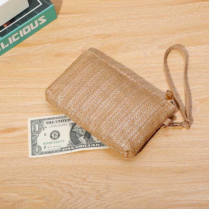 Mobile phone bag women 2023 new long straw hand bag Amazon hot woven mobile phone coin purse wholesale