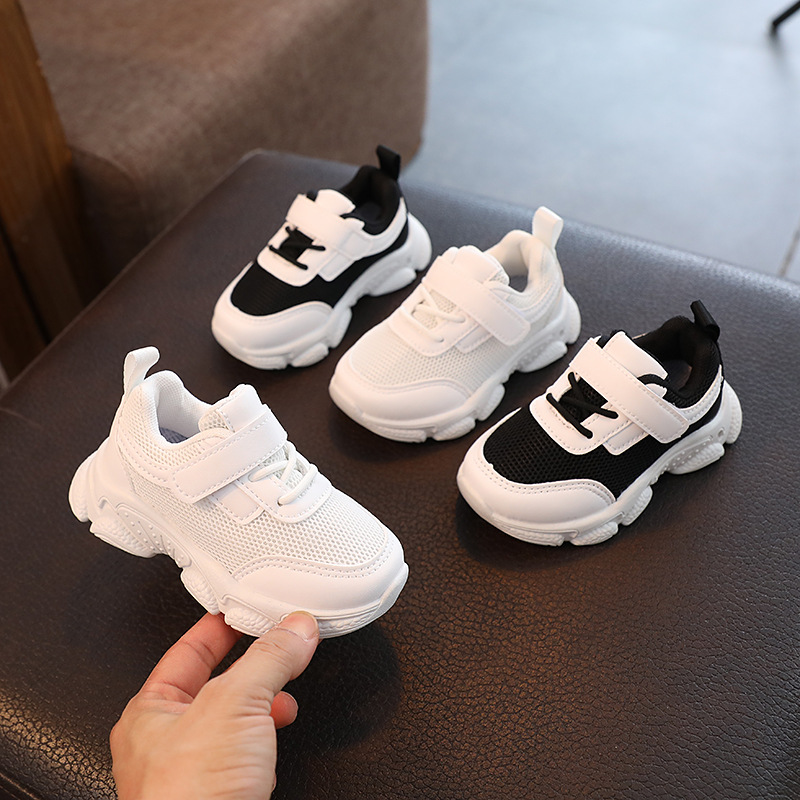 2023 white shoes spring and autumn children's shoes boys sneaker mesh girls breathable casual shoes medium and small children's board shoes
