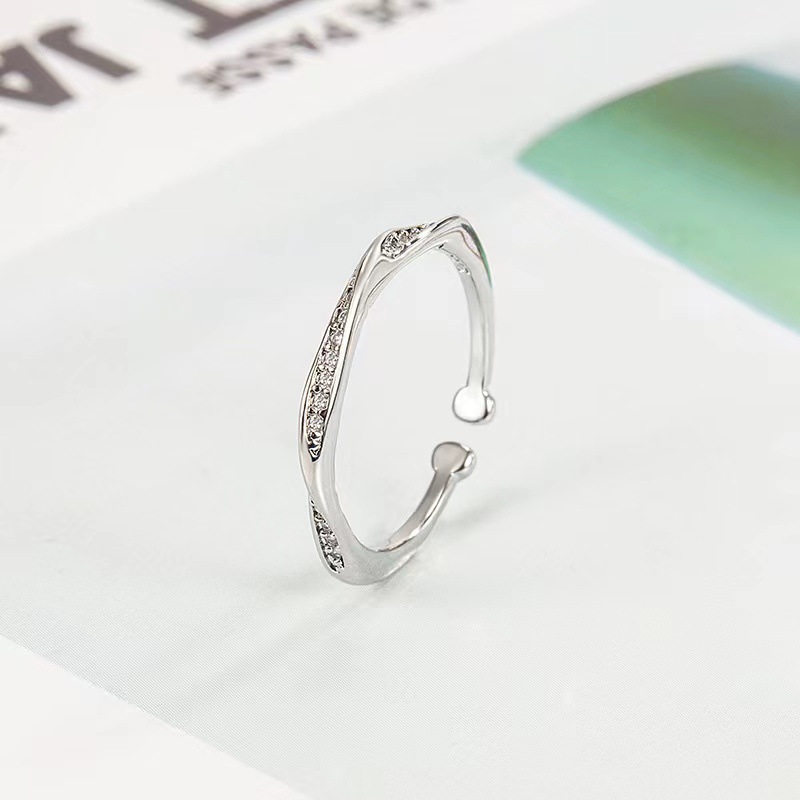 Flash Diamond Mobius Ring Ring Damen Design Nische Damen Mode Persönlichkeit Ring Verstellbare Öffnung Zeigefingerring_voghion.com