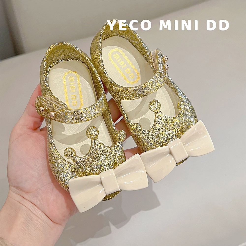 2025 Summer New Girls' Sandals Princess Bow Jelly Shoes Waterproof Non-Slip Children's Sandals Gama Shoes